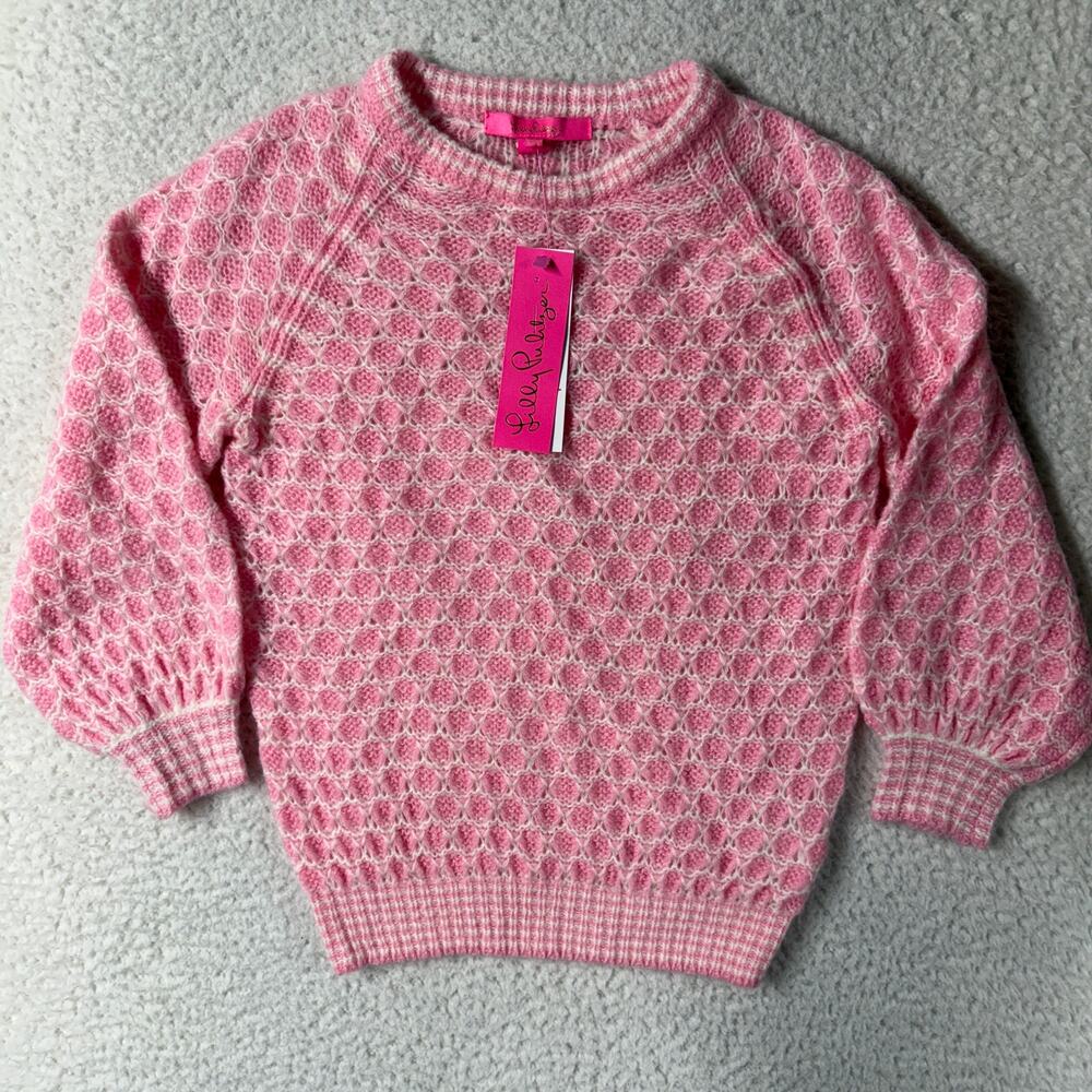 NWT Lilly Pulitzer XXS Corabelle Sweater Mandevilla Baby Honeycomb Pink Crew NEW